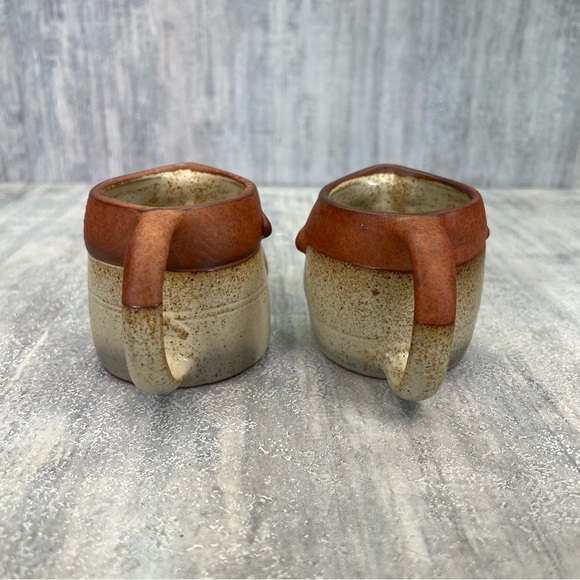 2 Face Mugs Man & Woman Art Pottery UCTICI Gempo Japan Moustache Vtg 3D - Picture 3 of 9